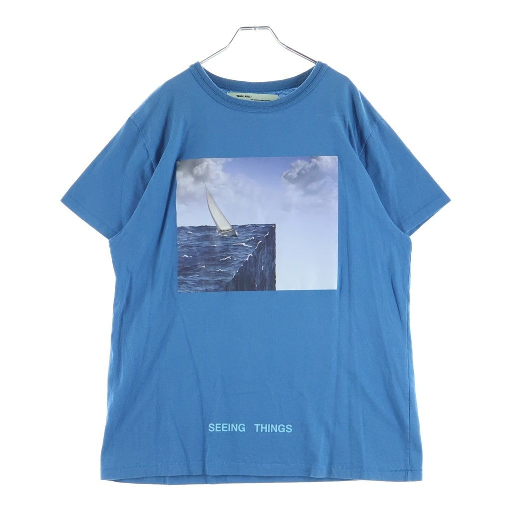 OFF-WHITE(オフホワイト) グラフィックプリント クルーネック 半袖Tシャツ カットソー ブルー OMAA002F17185024