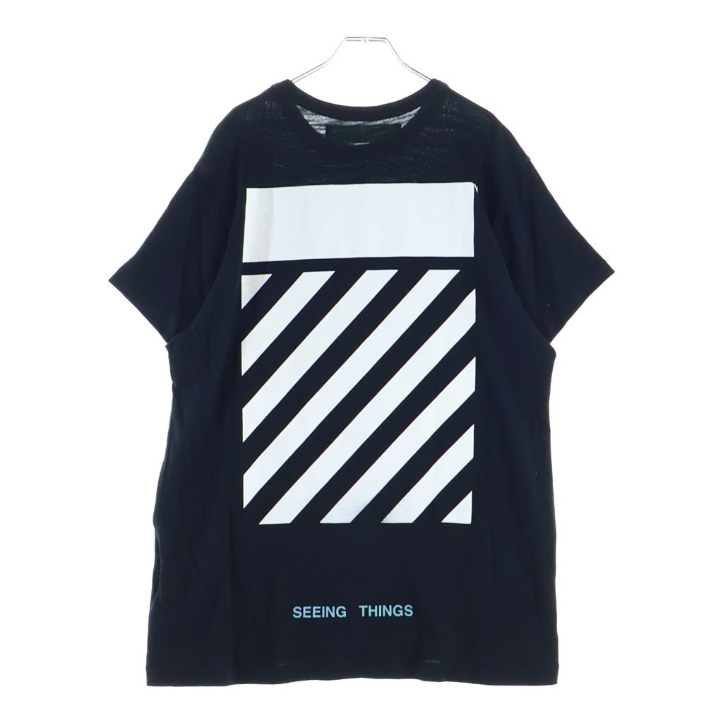 OFF-WHITE(オフホワイト) 17AW DIAG CARAVAGGIO TEE グラフィックプリント クルーネック 半袖Tシャツ カットソー ブラック OMAA002F17001015