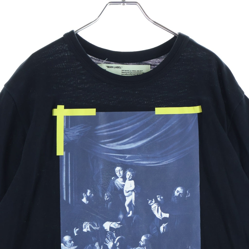 OFF-WHITE(オフホワイト) 17AW DIAG CARAVAGGIO TEE グラフィックプリント クルーネック 半袖Tシャツ カットソー ブラック OMAA002F17001015