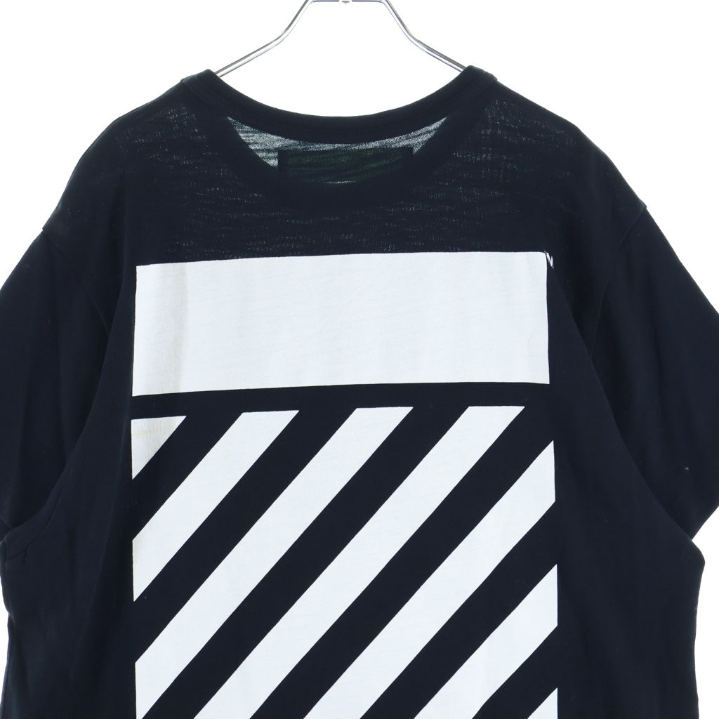 OFF-WHITE(オフホワイト) 17AW DIAG CARAVAGGIO TEE グラフィックプリント クルーネック 半袖Tシャツ カットソー ブラック OMAA002F17001015