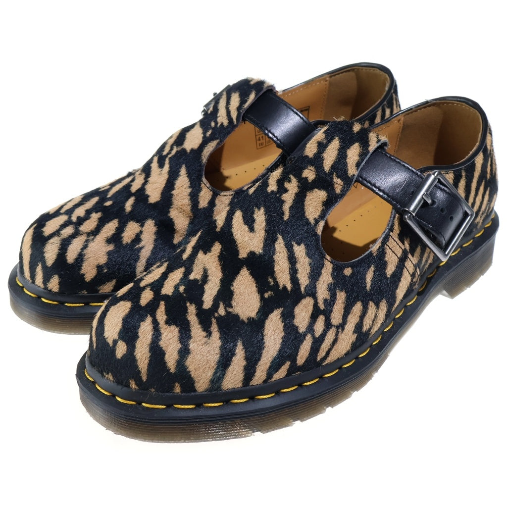 Dr.Martens(ドクターマーチン) T-BAR Shoes ハラコ レオパード Tストラップ シューズ ブラウン レディース 32135526
