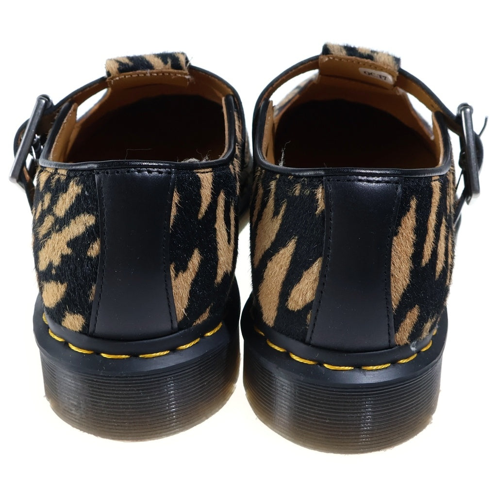 Dr.Martens(ドクターマーチン) T-BAR Shoes ハラコ レオパード Tストラップ シューズ ブラウン レディース 32135526