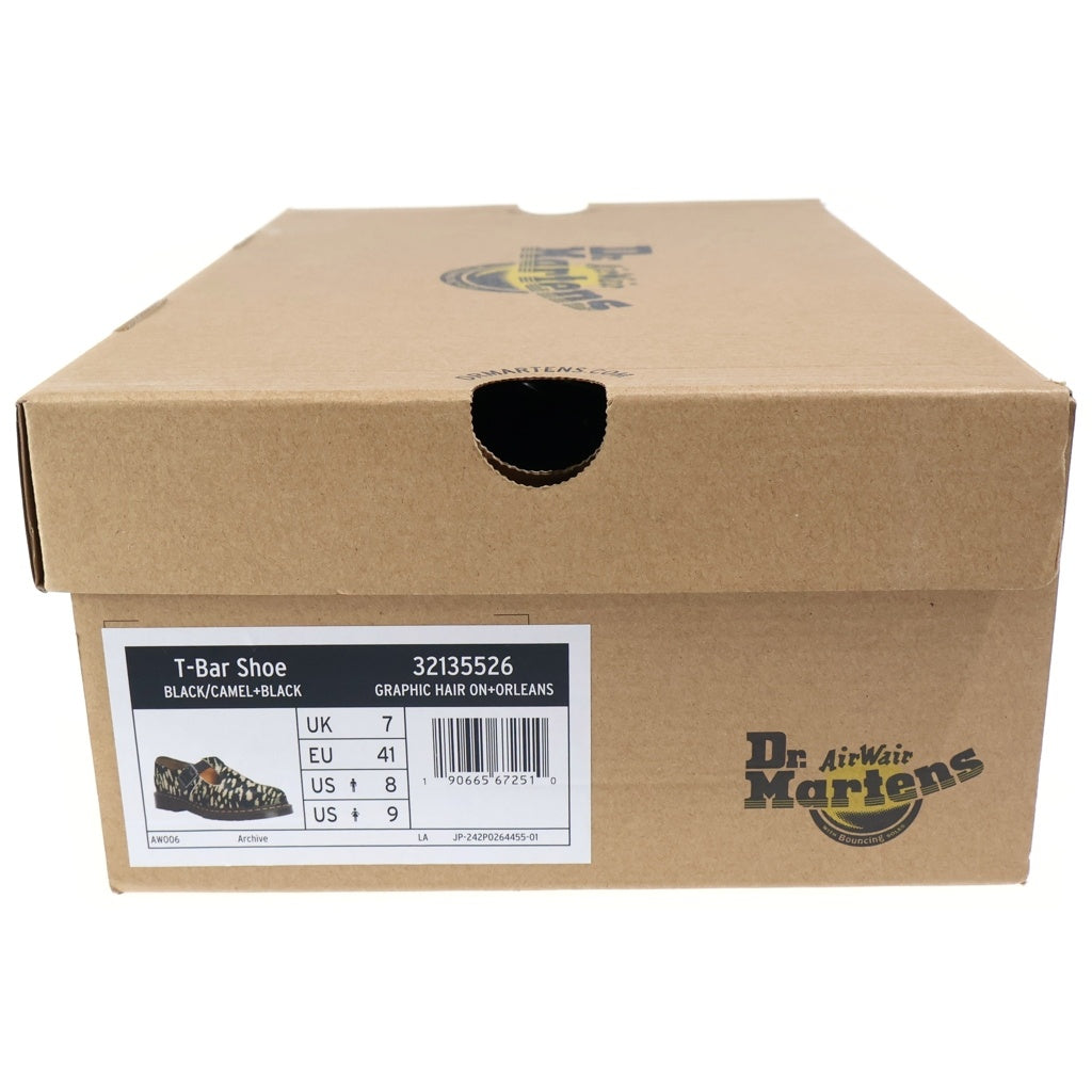 Dr.Martens(ドクターマーチン) T-BAR Shoes ハラコ レオパード Tストラップ シューズ ブラウン レディース 32135526