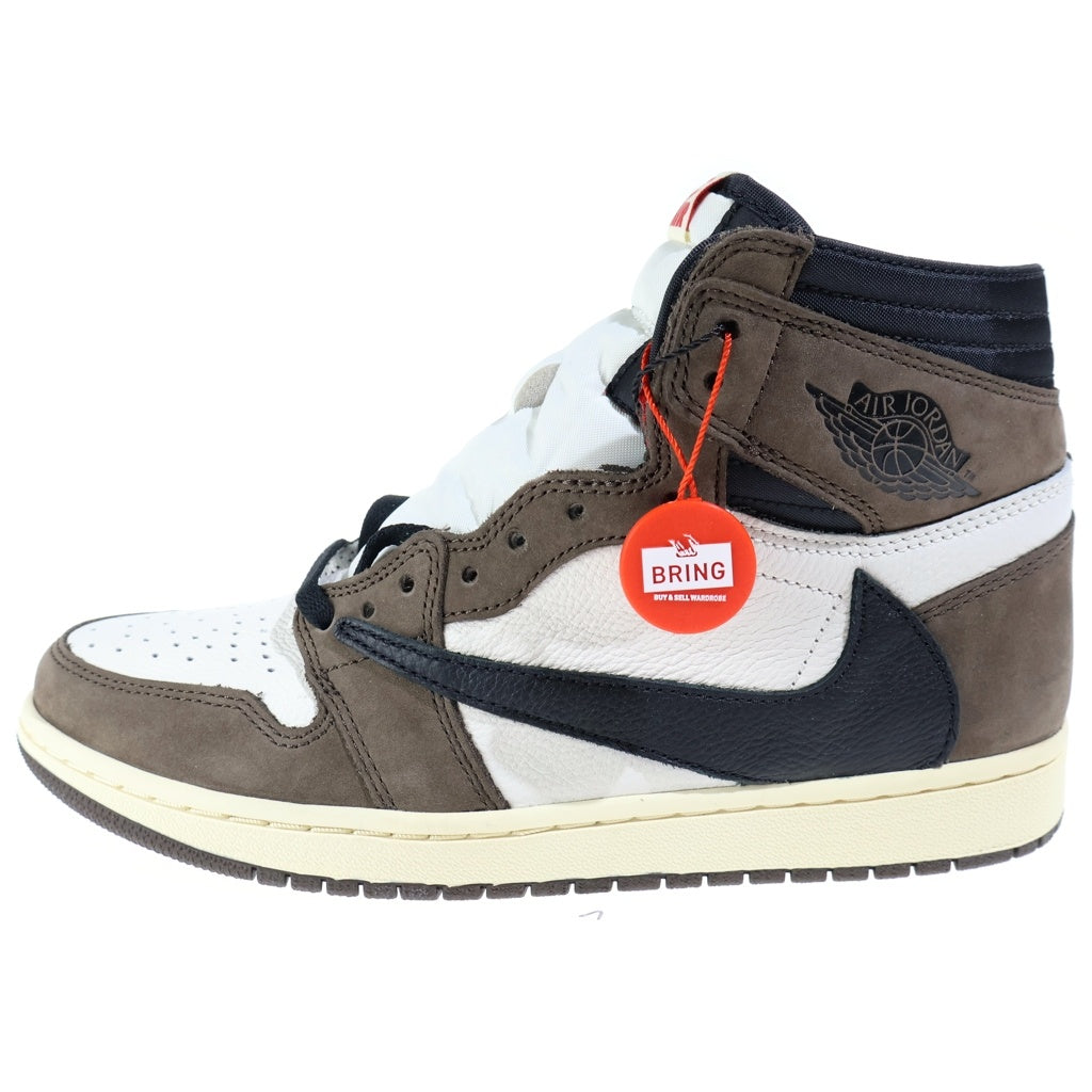 NIKE(ナイキ) ×TRAVIS SCOTT AIR JORDAN 1 RETRO HIGH OG TS SP SAIL/DARK MOCHA トラヴィススコット エアジョーダン1 ダークモカ ハイカットスニーカー ブラウン/ホワイト US9/27cm CD4487-100