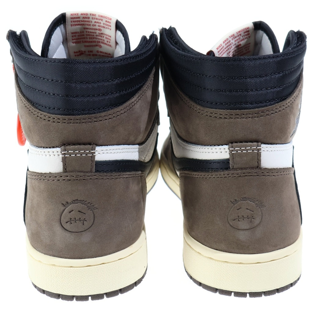 NIKE(ナイキ) ×TRAVIS SCOTT AIR JORDAN 1 RETRO HIGH OG TS SP SAIL/DARK MOCHA トラヴィススコット エアジョーダン1 ダークモカ ハイカットスニーカー ブラウン/ホワイト US9/27cm CD4487-100
