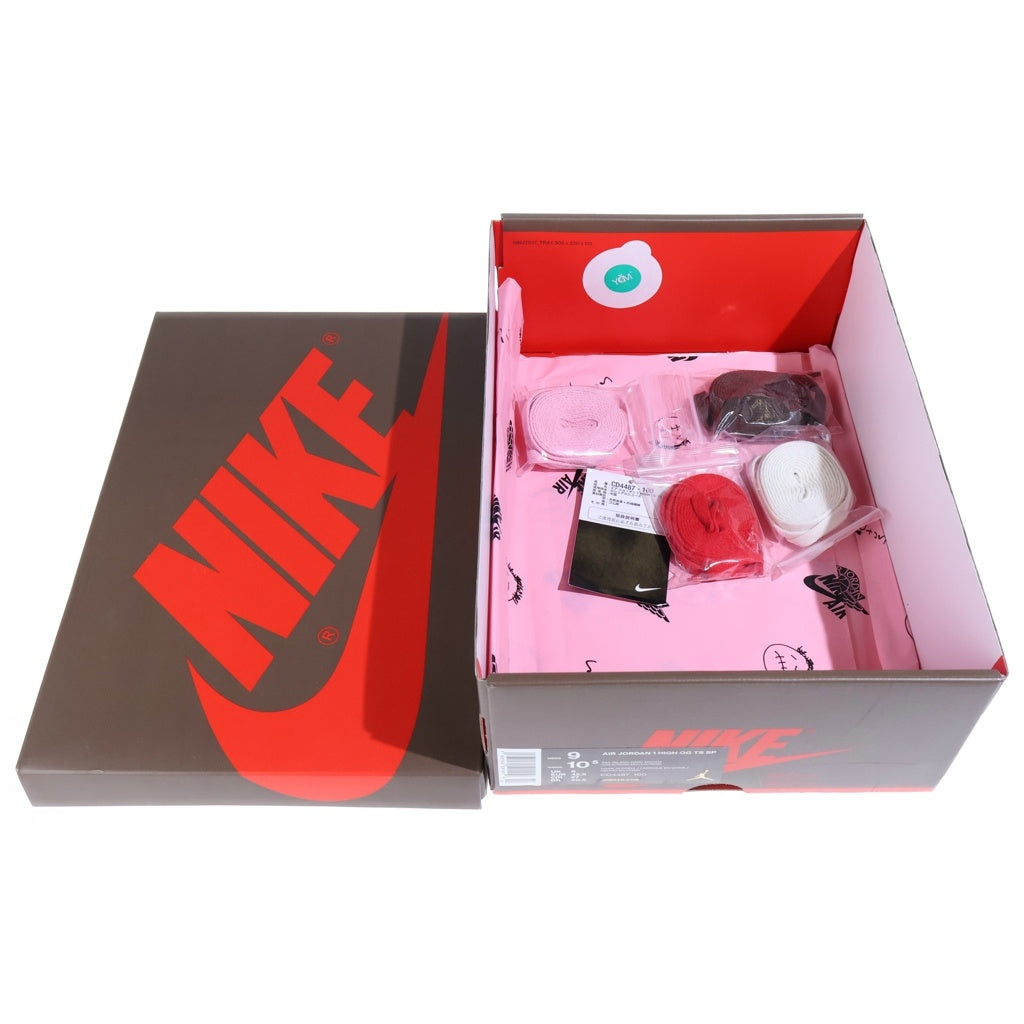 NIKE(ナイキ) ×TRAVIS SCOTT AIR JORDAN 1 RETRO HIGH OG TS SP SAIL/DARK MOCHA トラヴィススコット エアジョーダン1 ダークモカ ハイカットスニーカー ブラウン/ホワイト US9/27cm CD4487-100