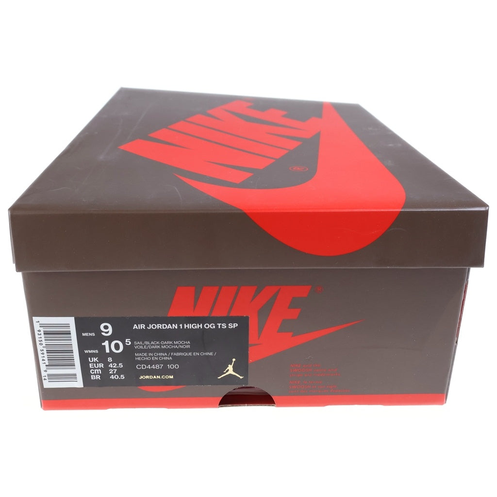 NIKE(ナイキ) ×TRAVIS SCOTT AIR JORDAN 1 RETRO HIGH OG TS SP SAIL/DARK MOCHA トラヴィススコット エアジョーダン1 ダークモカ ハイカットスニーカー ブラウン/ホワイト US9/27cm CD4487-100