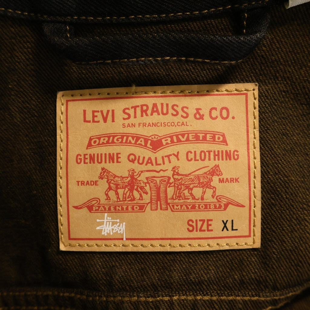 Levi's(リーバイス) 24SS ×STUUSY CRISPY RINSE TRUCKER JACKET ステューシー デニム トラッカー ジャケット ブラック PC9-A8326-0001