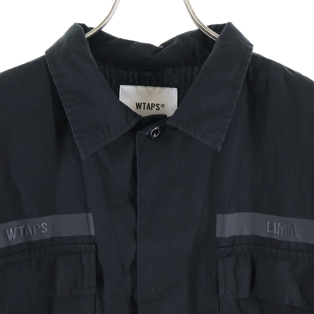 WTAPS(ダブルタップス) 24SS JMOD 01/LS/COTTON.RIPSTOP.IDENTITY 胸ポケット ボタン ジャングルシャツ ブラック 241WVDT-SHM01
