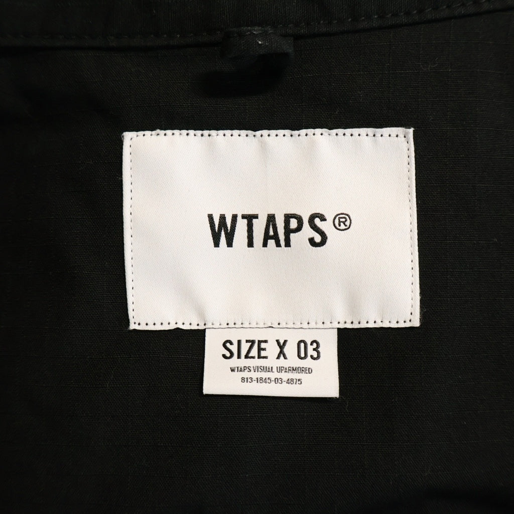 WTAPS(ダブルタップス) 24SS JMOD 01/LS/COTTON.RIPSTOP.IDENTITY 胸ポケット ボタン ジャングルシャツ ブラック 241WVDT-SHM01