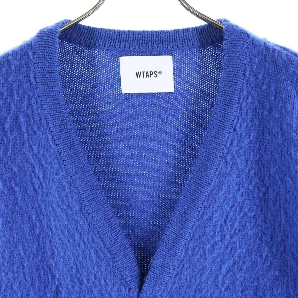 WTAPS(ダブルタップス) 24AW PALMER/SWEATER/ACRYLIC モヘア風アクリル ローゲージ ニット カーディガン ブルー 242WADT-KNM02