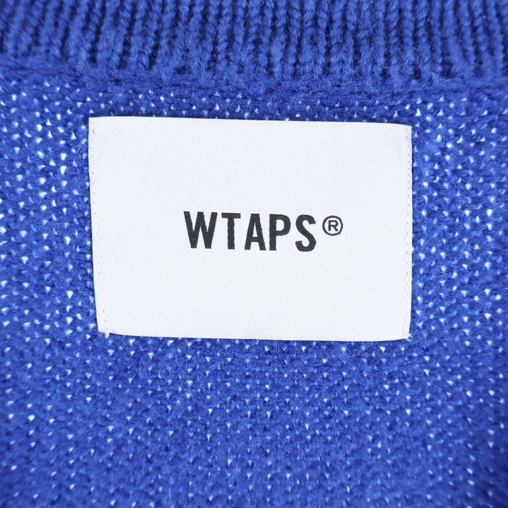 WTAPS(ダブルタップス) 24AW PALMER/SWEATER/ACRYLIC モヘア風アクリル ローゲージ ニット カーディガン ブルー 242WADT-KNM02