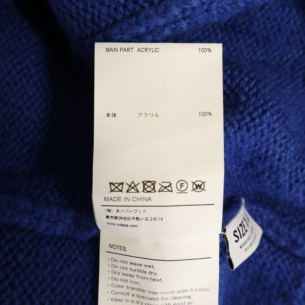 WTAPS(ダブルタップス) 24AW PALMER/SWEATER/ACRYLIC モヘア風アクリル ローゲージ ニット カーディガン ブルー 242WADT-KNM02