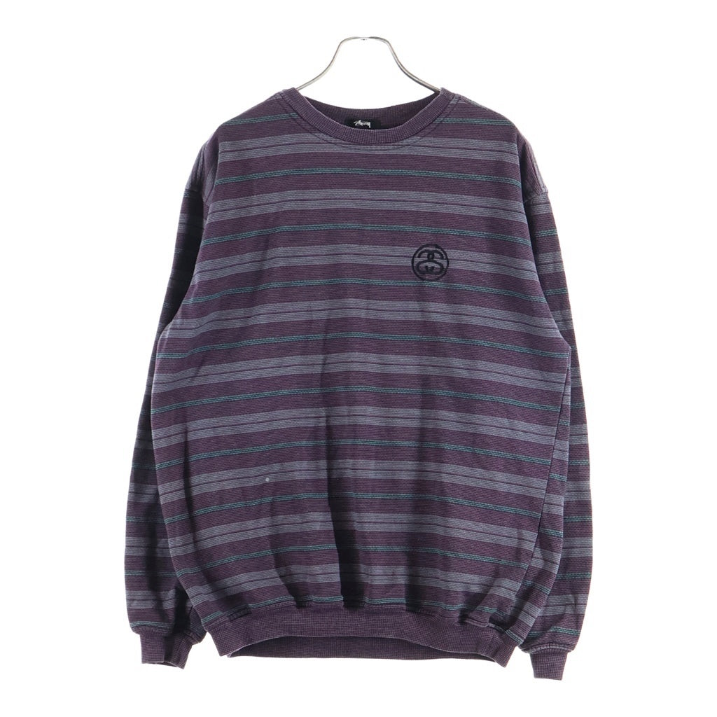 STUSSY(ステューシー) 80S VINTAGE ヴィンテージ レーヨン混 ボーダー クルーネック ロングスリーブ 長袖 ニット マルチ