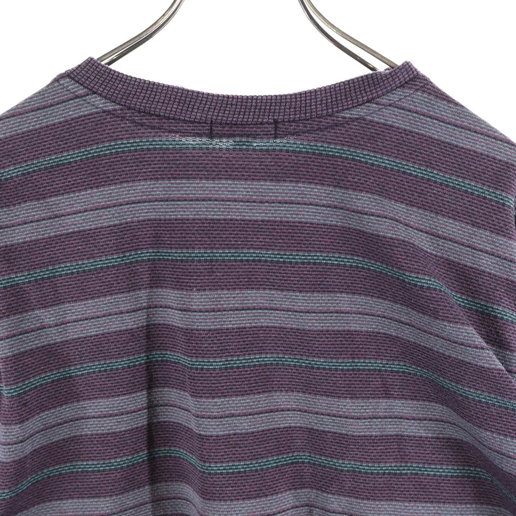 STUSSY(ステューシー) 80S VINTAGE ヴィンテージ レーヨン混 ボーダー クルーネック ロングスリーブ 長袖 ニット マルチ
