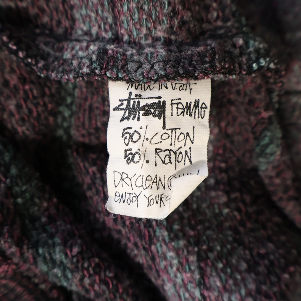 STUSSY(ステューシー) 80S VINTAGE ヴィンテージ レーヨン混 ボーダー クルーネック ロングスリーブ 長袖 ニット マルチ