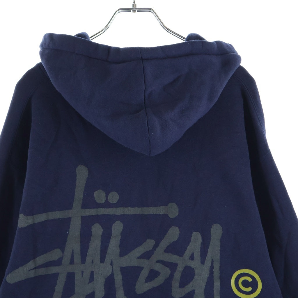 STUSSY(ステューシー) 90S VINTAGE ヴィンテージ ロゴデザイン フーデッド プルオーバー スウェット パーカー ネイビー