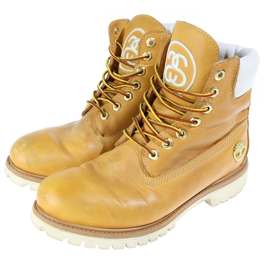 Timberland(ティンバーランド) ×STUSSY ステューシー レースアップ サイドジップ トレッキング ブーツ イエロー 6237A