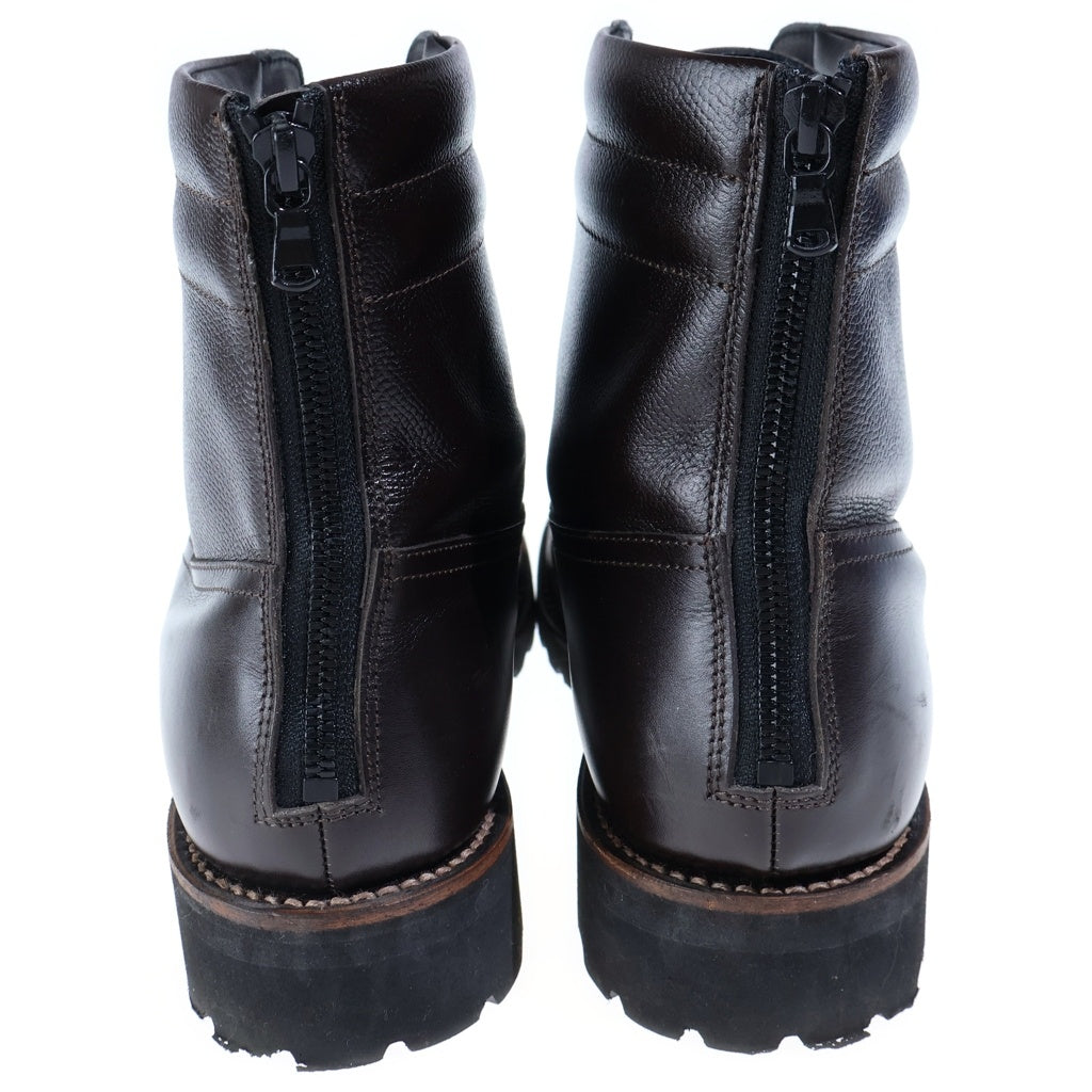 jun hashimoto(ジュンハシモト) SH02 BACK ZIP MT BOOTS バックジップ レザー ブーツ ブラウン 1112120001
