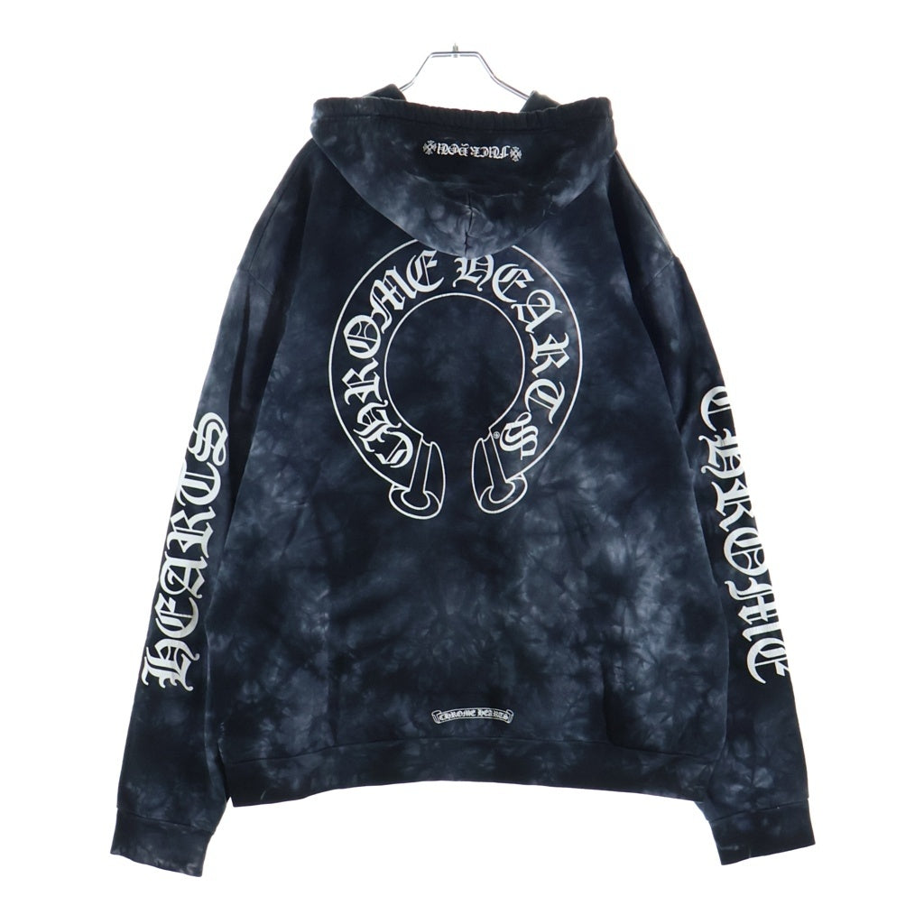 CHROME HEARTS(クロムハーツ) HORSESHOE HOODIE BLACK TIE DIE ホースシュープリント タイダイ スウェットプルオーバー パーカー ブラック