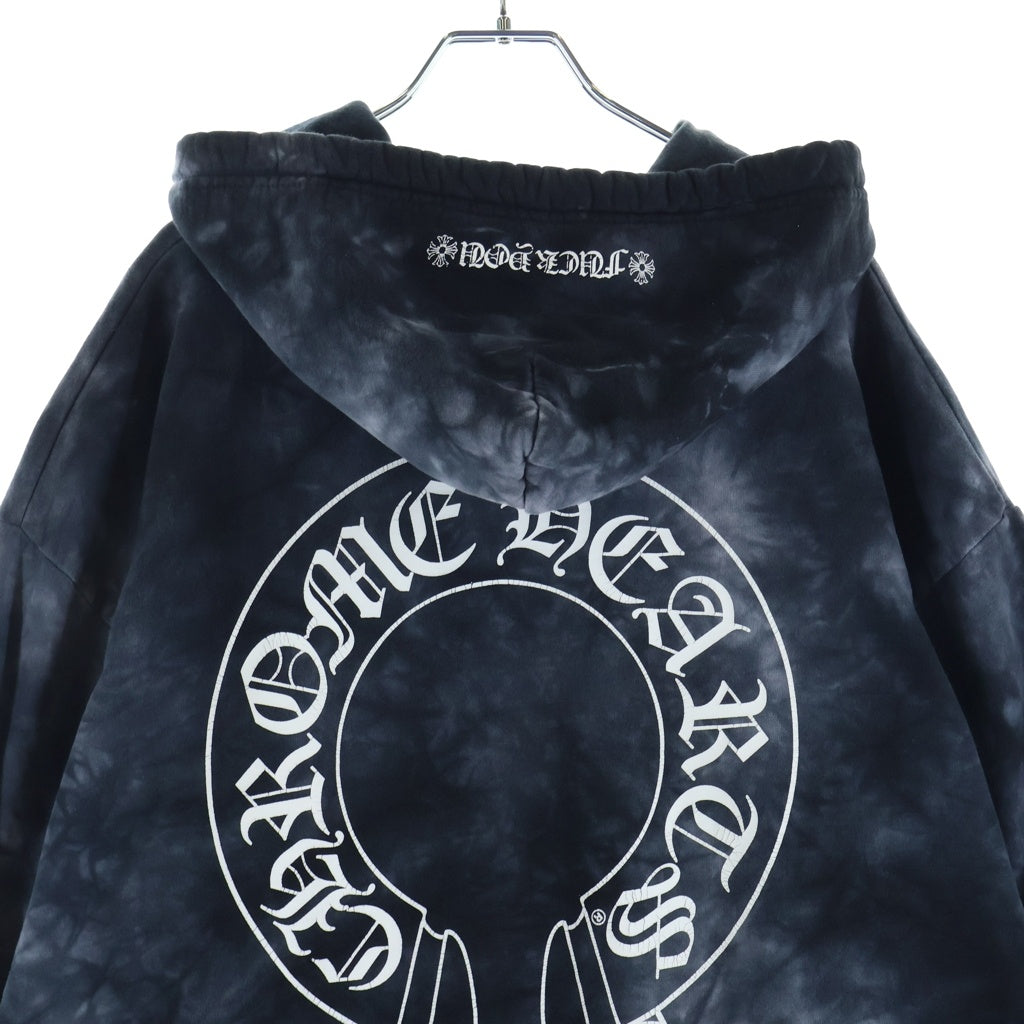 CHROME HEARTS(クロムハーツ) HORSESHOE HOODIE BLACK TIE DIE ホースシュープリント タイダイ スウェットプルオーバー パーカー ブラック