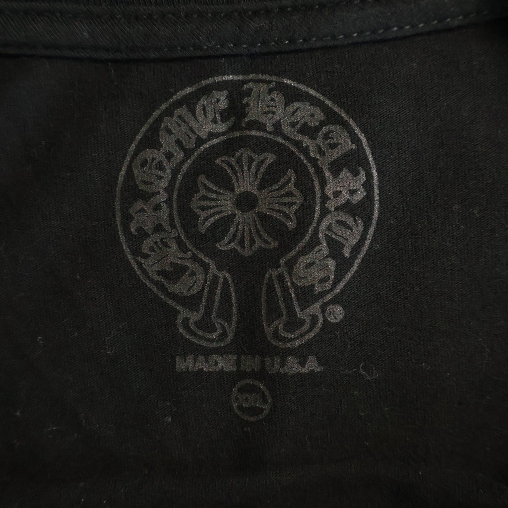 CHROME HEARTS(クロムハーツ) Neck Logo ネックロゴ クルーネック半袖Tシャツカットソー ブラック/ピンク