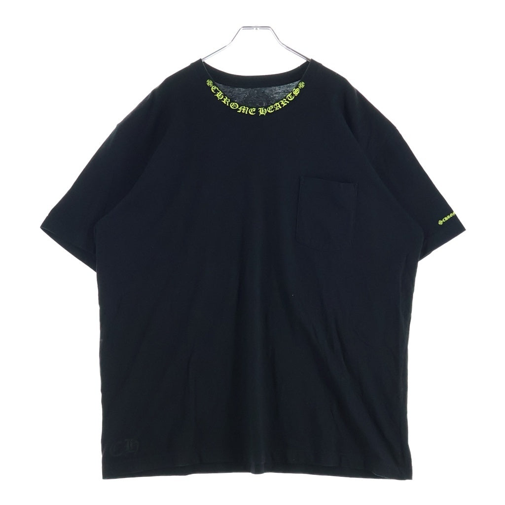 CHROME HEARTS(クロムハーツ) Neck Logo ネックロゴ クルーネック半袖Tシャツカットソー ブラック/イエロー