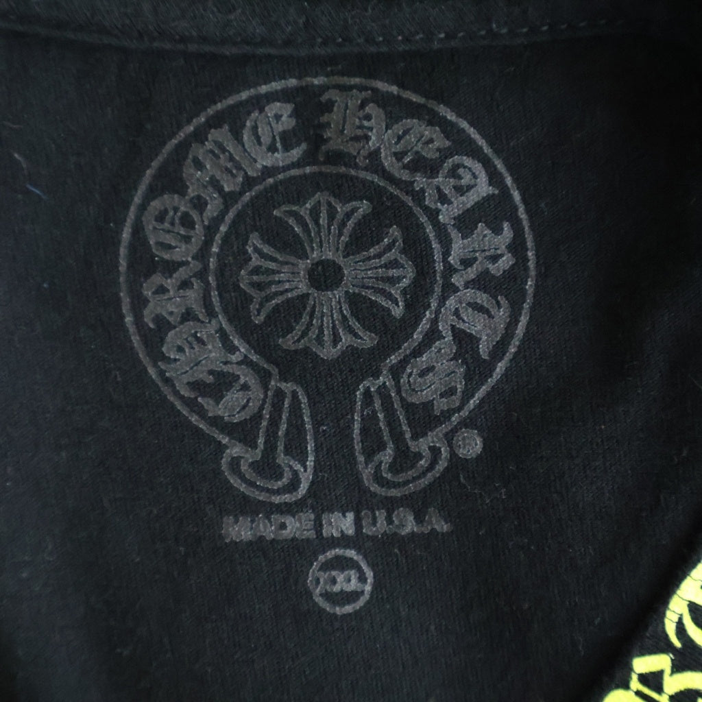 CHROME HEARTS(クロムハーツ) Neck Logo ネックロゴ クルーネック半袖Tシャツカットソー ブラック/イエロー