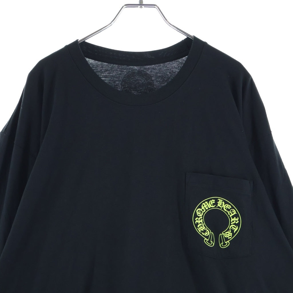 CHROME HEARTS(クロムハーツ) FLRL CRS HORSESHOE L/S 袖フローラルプリント クルーネック長袖Tシャツカットソー ブラック /イエロー