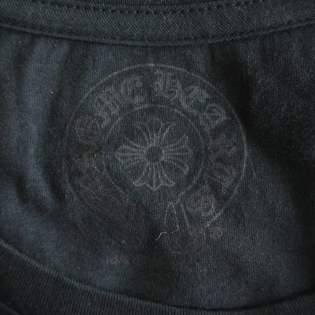 CHROME HEARTS(クロムハーツ) FLRL CRS HORSESHOE L/S 袖フローラルプリント クルーネック長袖Tシャツカットソー ブラック /イエロー
