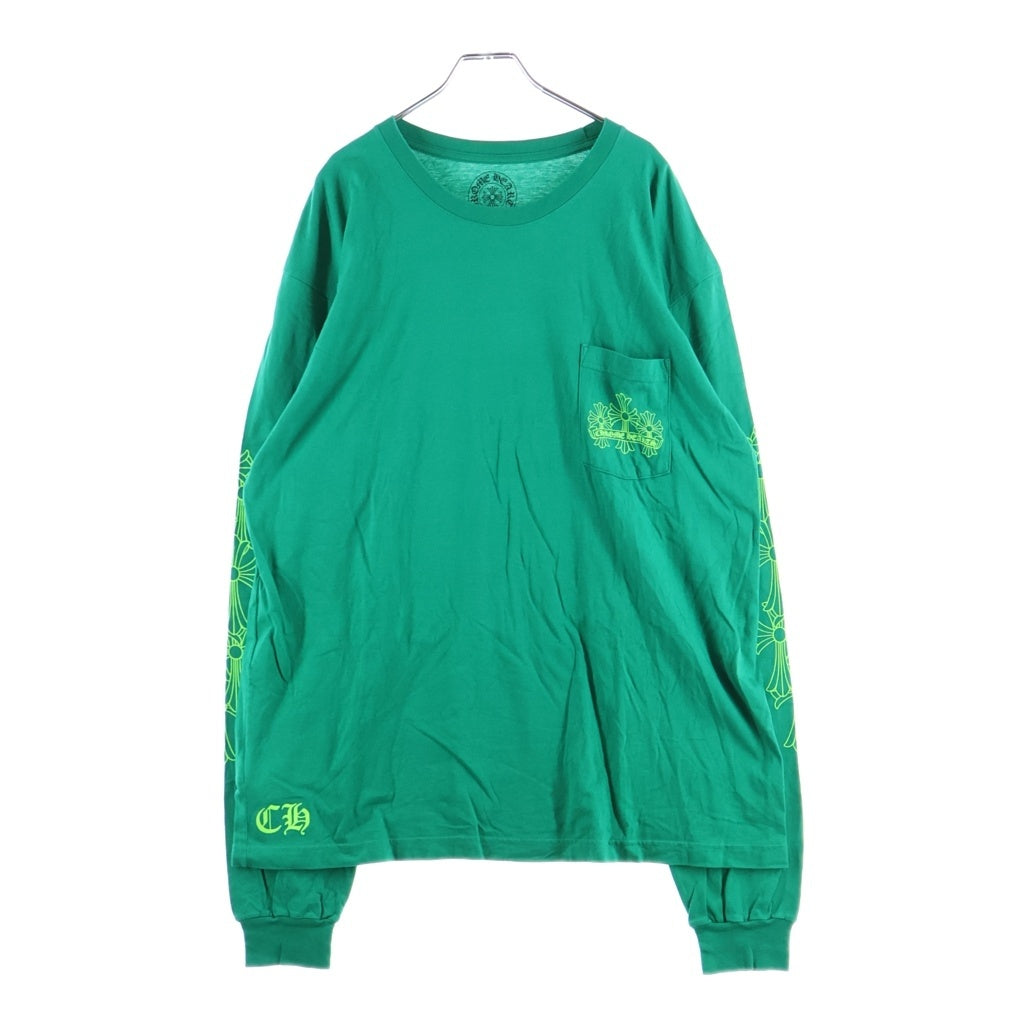 CHROME HEARTS(クロムハーツ) Back Cemetery CH L/S バックセメタリークロス 長袖Tシャツ カットソー グリーン