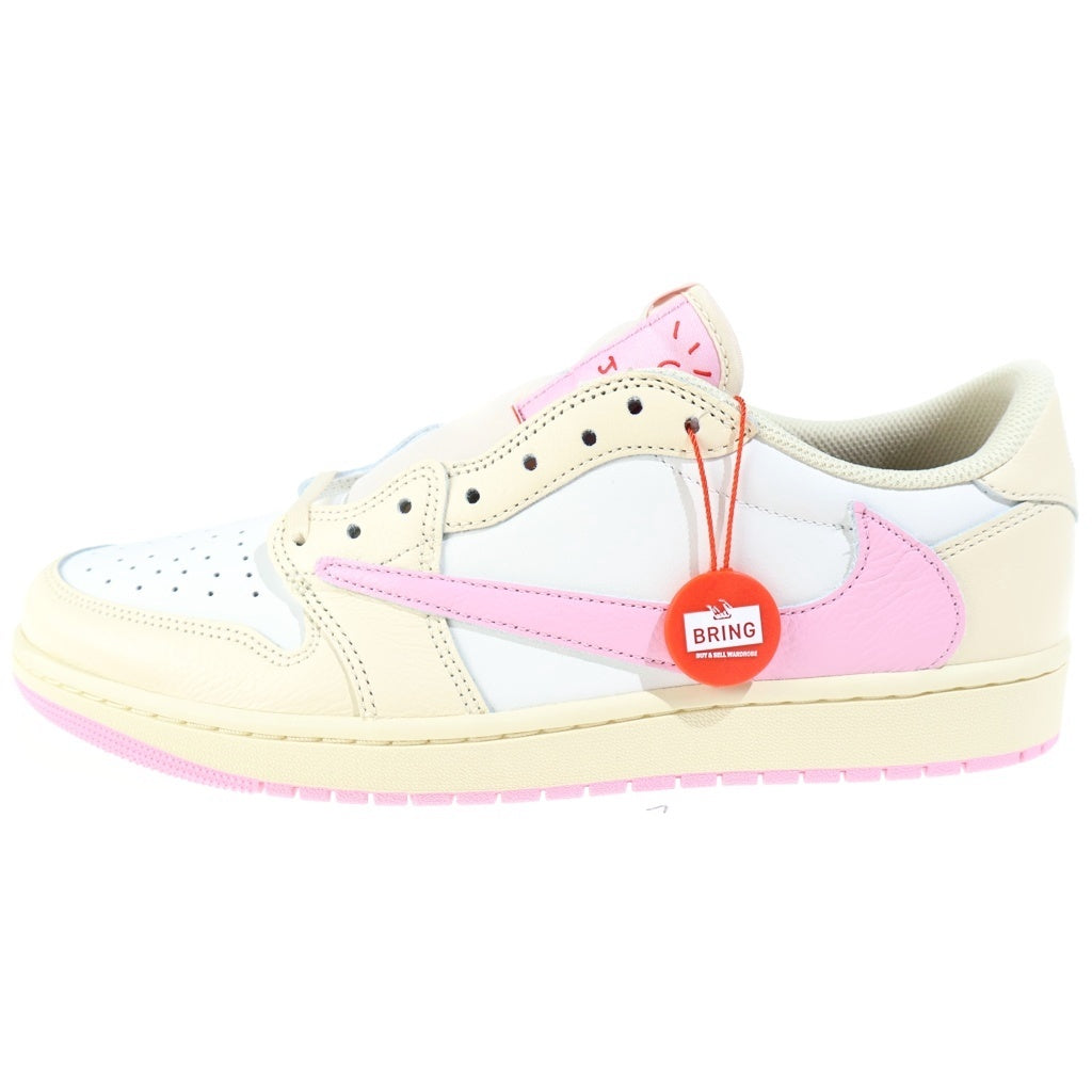 NIKE(ナイキ) ×TRAVIS SCOTT AIR JORDAN 1 LOW OG SP Muslin/Shy Pink トラヴィススコット エアジョーダン1 ロー モスリン シャイピンク ローカットスニーカーシューズ US12/30cm IQ7604-100
