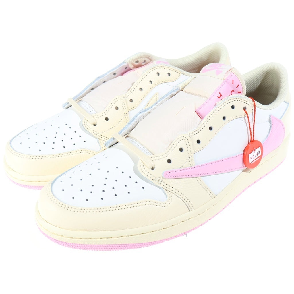 NIKE(ナイキ) ×TRAVIS SCOTT AIR JORDAN 1 LOW OG SP Muslin/Shy Pink トラヴィススコット エアジョーダン1 ロー モスリン シャイピンク ローカットスニーカーシューズ US12/30cm IQ7604-100