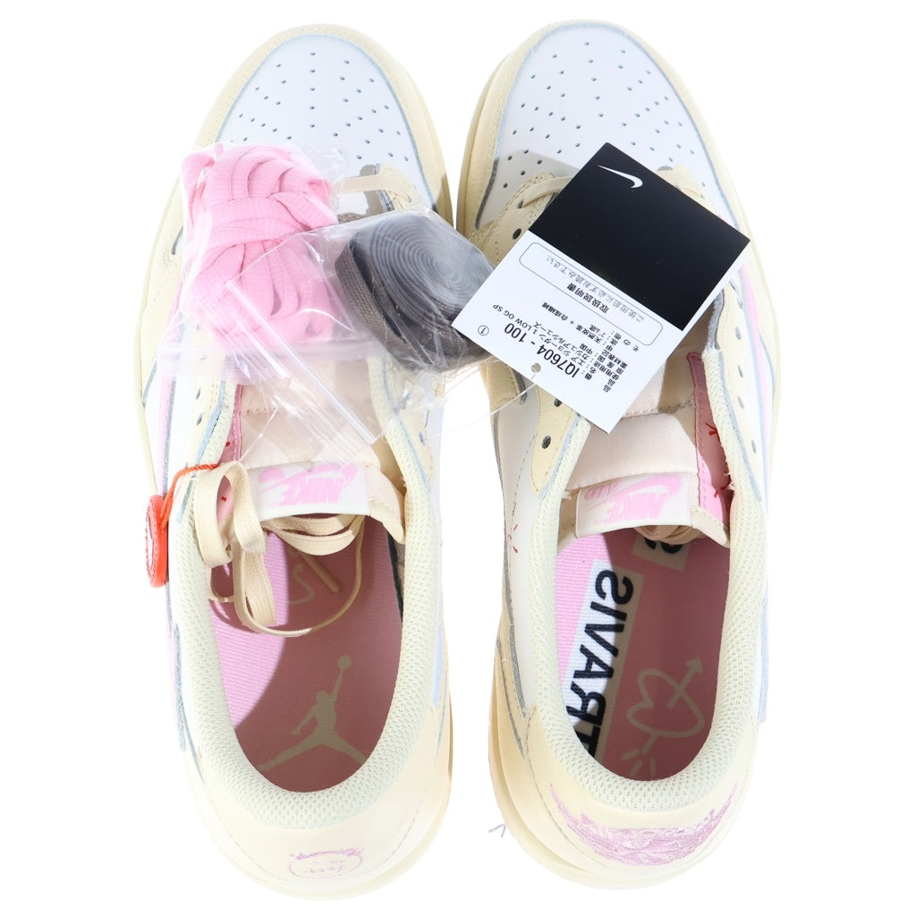 NIKE(ナイキ) ×TRAVIS SCOTT AIR JORDAN 1 LOW OG SP Muslin/Shy Pink トラヴィススコット エアジョーダン1 ロー モスリン シャイピンク ローカットスニーカーシューズ US12/30cm IQ7604-100