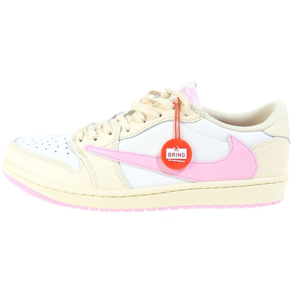 NIKE(ナイキ) ×TRAVIS SCOTT AIR JORDAN 1 LOW OG SP Muslin/Shy Pink トラヴィススコット エアジョーダン1 ロー モスリン シャイピンク ローカットスニーカーシューズ US12/30cm IQ7604-100