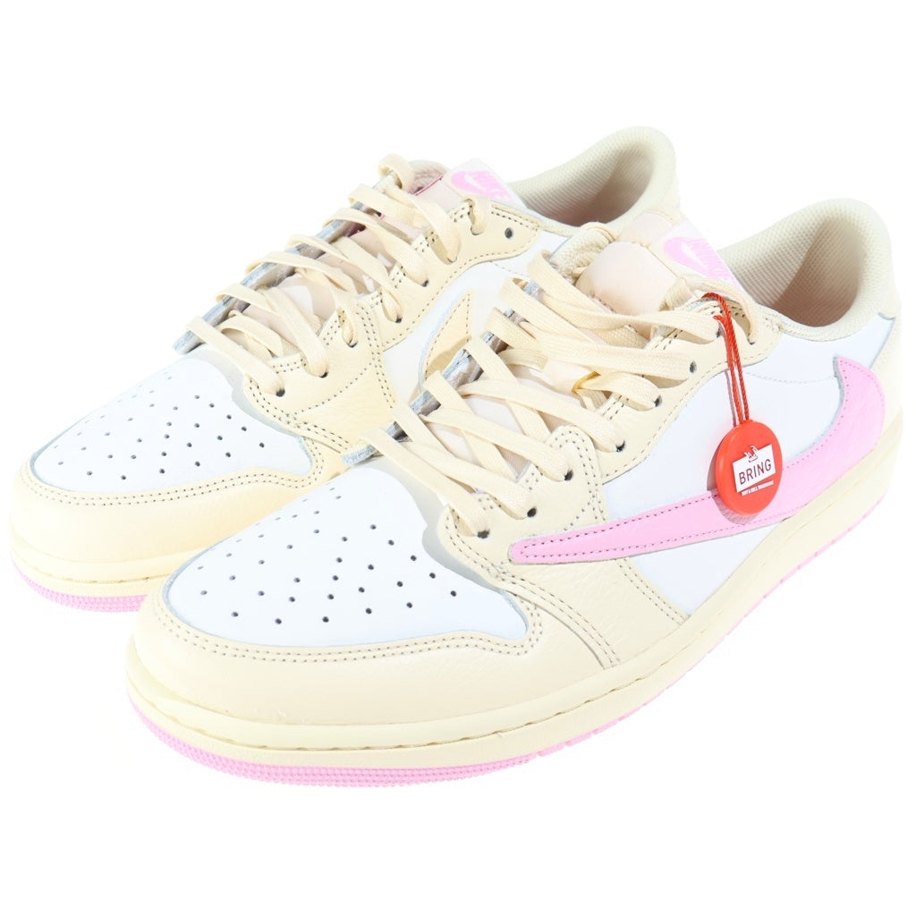 NIKE(ナイキ) ×TRAVIS SCOTT AIR JORDAN 1 LOW OG SP Muslin/Shy Pink トラヴィススコット エアジョーダン1 ロー モスリン シャイピンク ローカットスニーカーシューズ US12/30cm IQ7604-100