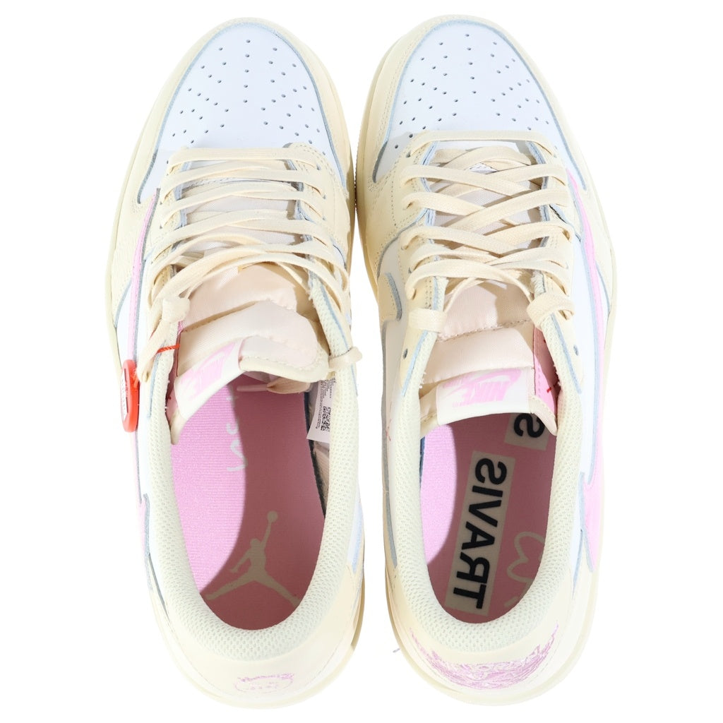 NIKE(ナイキ) ×TRAVIS SCOTT AIR JORDAN 1 LOW OG SP Muslin/Shy Pink トラヴィススコット エアジョーダン1 ロー モスリン シャイピンク ローカットスニーカーシューズ US12/30cm IQ7604-100