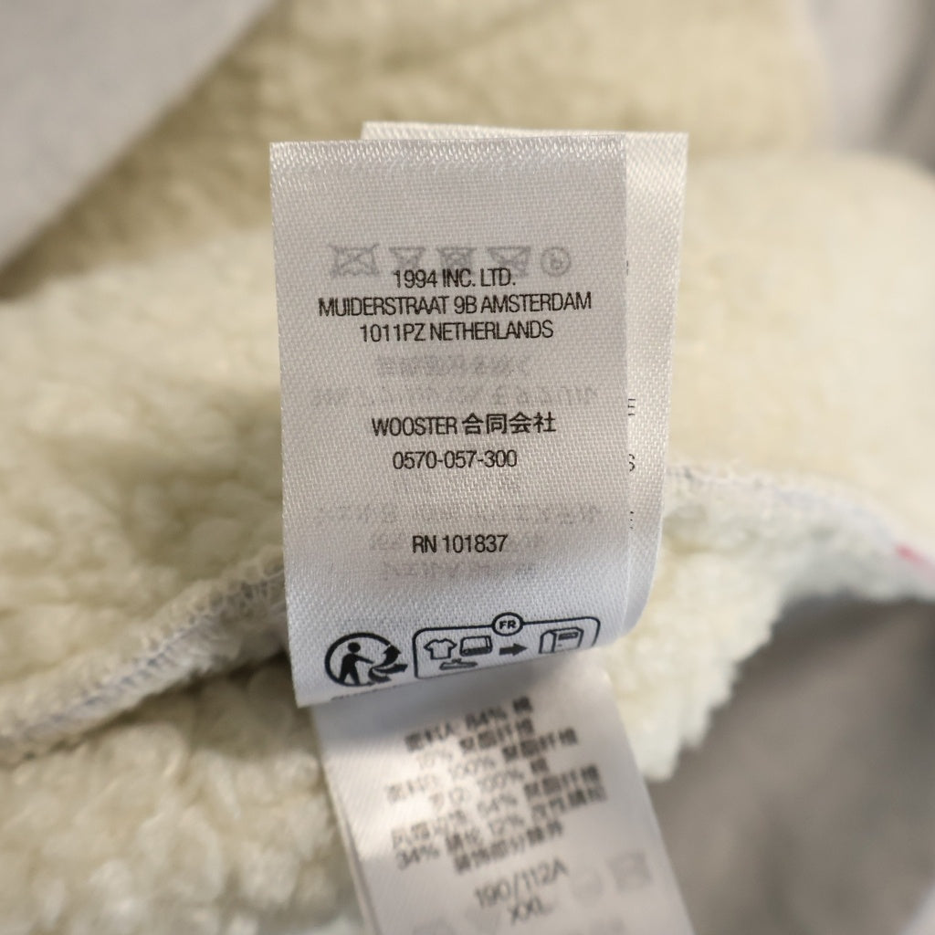 SUPREME(シュプリーム) 25AW Faux Fur Zip Up Hooded Sweatshirt フェイクファー ロゴ刺繍 ジップアップパーカー グレー