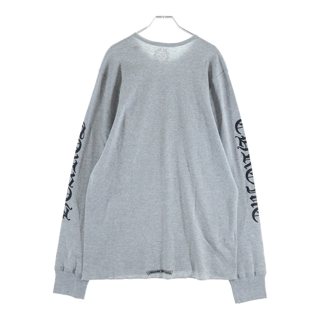 CHROME HEARTS(クロムハーツ) THERMAL L/S TEE アーム英字ロゴプリント サーマル 長袖Tシャツ ロンT ロングスリーブカットソー グレー