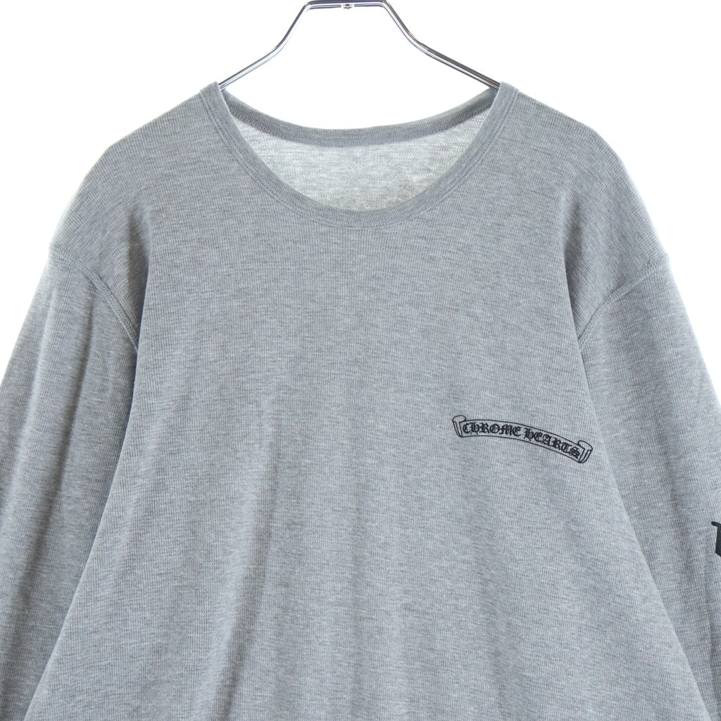 CHROME HEARTS(クロムハーツ) THERMAL L/S TEE アーム英字ロゴプリント サーマル 長袖Tシャツ ロンT ロングスリーブカットソー グレー