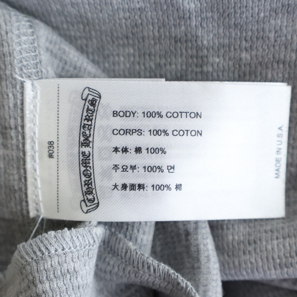 CHROME HEARTS(クロムハーツ) THERMAL L/S TEE アーム英字ロゴプリント サーマル 長袖Tシャツ ロンT ロングスリーブカットソー グレー