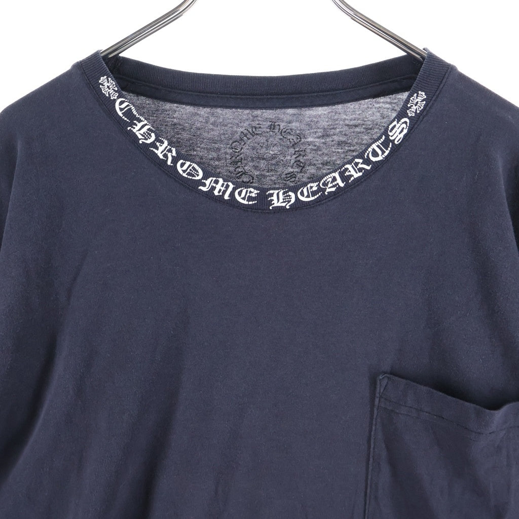 CHROME HEARTS(クロムハーツ) CH L/S ネックロゴ 袖英字プリント クルーネック カットソー 長袖Tシャツ ブラック