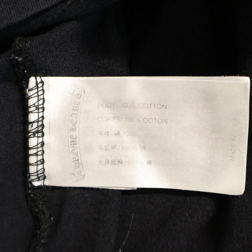 CHROME HEARTS(クロムハーツ) CH L/S ネックロゴ 袖英字プリント クルーネック カットソー 長袖Tシャツ ブラック