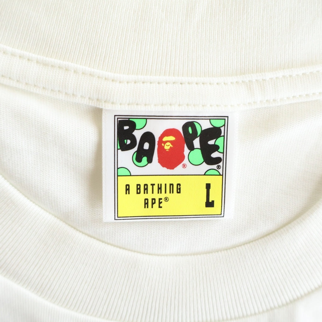 A BATHING APE(アベイシングエイプ) SPRAY APE HEAD RELAXED FIT TEE エイプヘッド スプレープリント 半袖Tシャツ カットソー ホワイト/ピンク 1M80110329