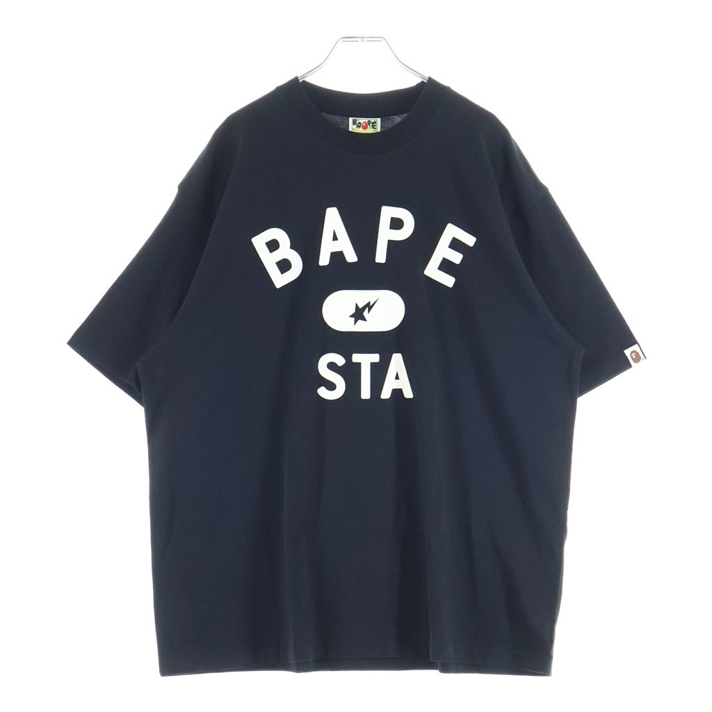 A BATHING APE(アベイシングエイプ) COLLEGE RELAXED FIT TEE BAPE STA カレッジ カモフラ ロゴプリント 半袖Tシャツ カットソー ブラック 0ZXTEM327101R