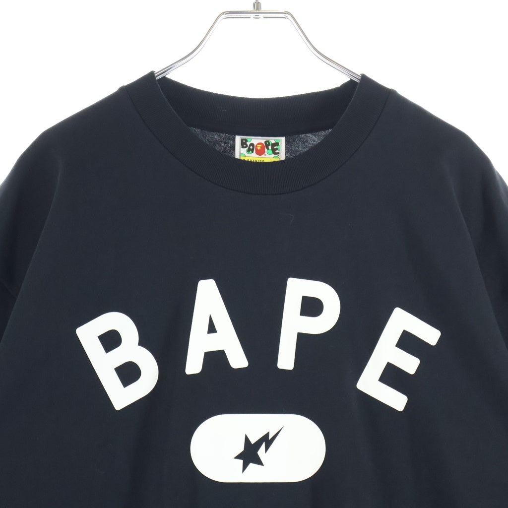 A BATHING APE(アベイシングエイプ) COLLEGE RELAXED FIT TEE BAPE STA カレッジ カモフラ ロゴプリント 半袖Tシャツ カットソー ブラック 0ZXTEM327101R