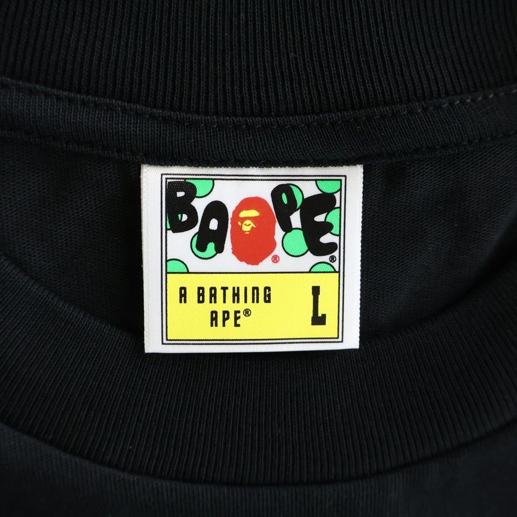 A BATHING APE(アベイシングエイプ) COLLEGE RELAXED FIT TEE BAPE STA カレッジ カモフラ ロゴプリント 半袖Tシャツ カットソー ブラック 0ZXTEM327101R