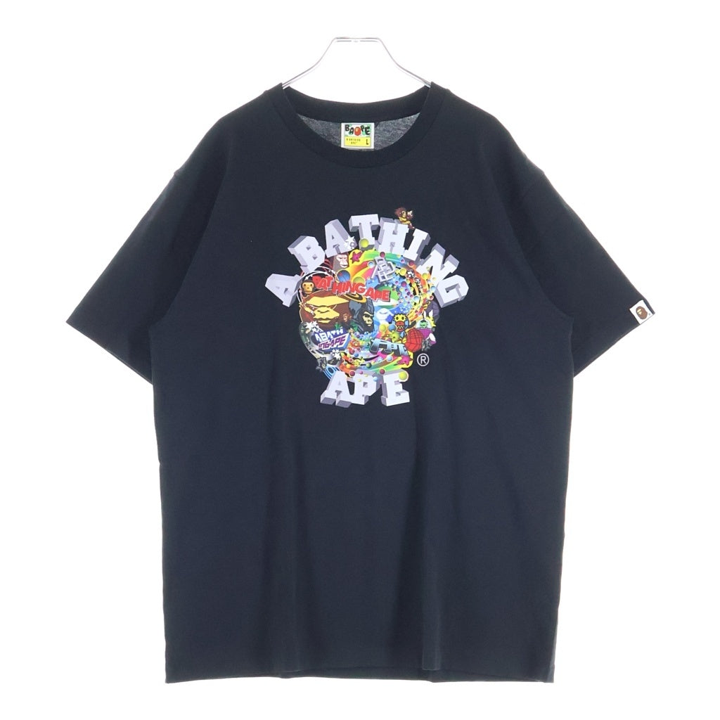 A BATHING APE(アベイシングエイプ) Colorful 3D Graphic College Tee グラフィック カレッジ ロゴプリント 半袖Tシャツ カットソー ブラック 0ZXTEM326101R