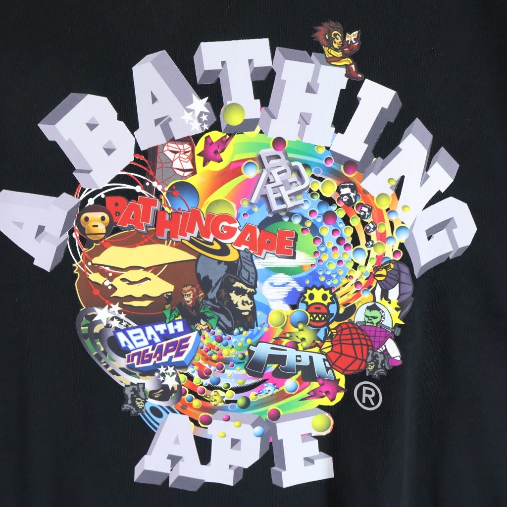 A BATHING APE(アベイシングエイプ) Colorful 3D Graphic College Tee グラフィック カレッジ ロゴプリント 半袖Tシャツ カットソー ブラック 0ZXTEM326101R