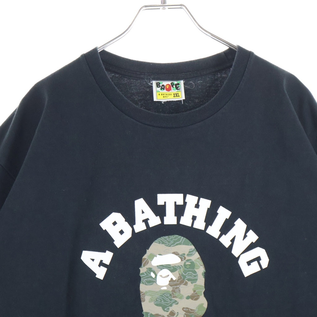 A BATHING APE(アベイシングエイプ) Layered Line Camo College Tee カモフラ カレッジロゴプリント 半袖Tシャツ カットソー ブラック 0ZXTEM110026L